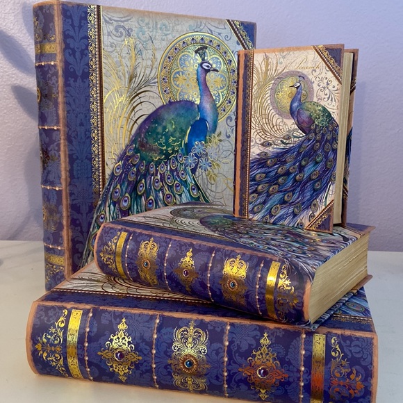 Other - Graduated faux decorative peacock book boxed set